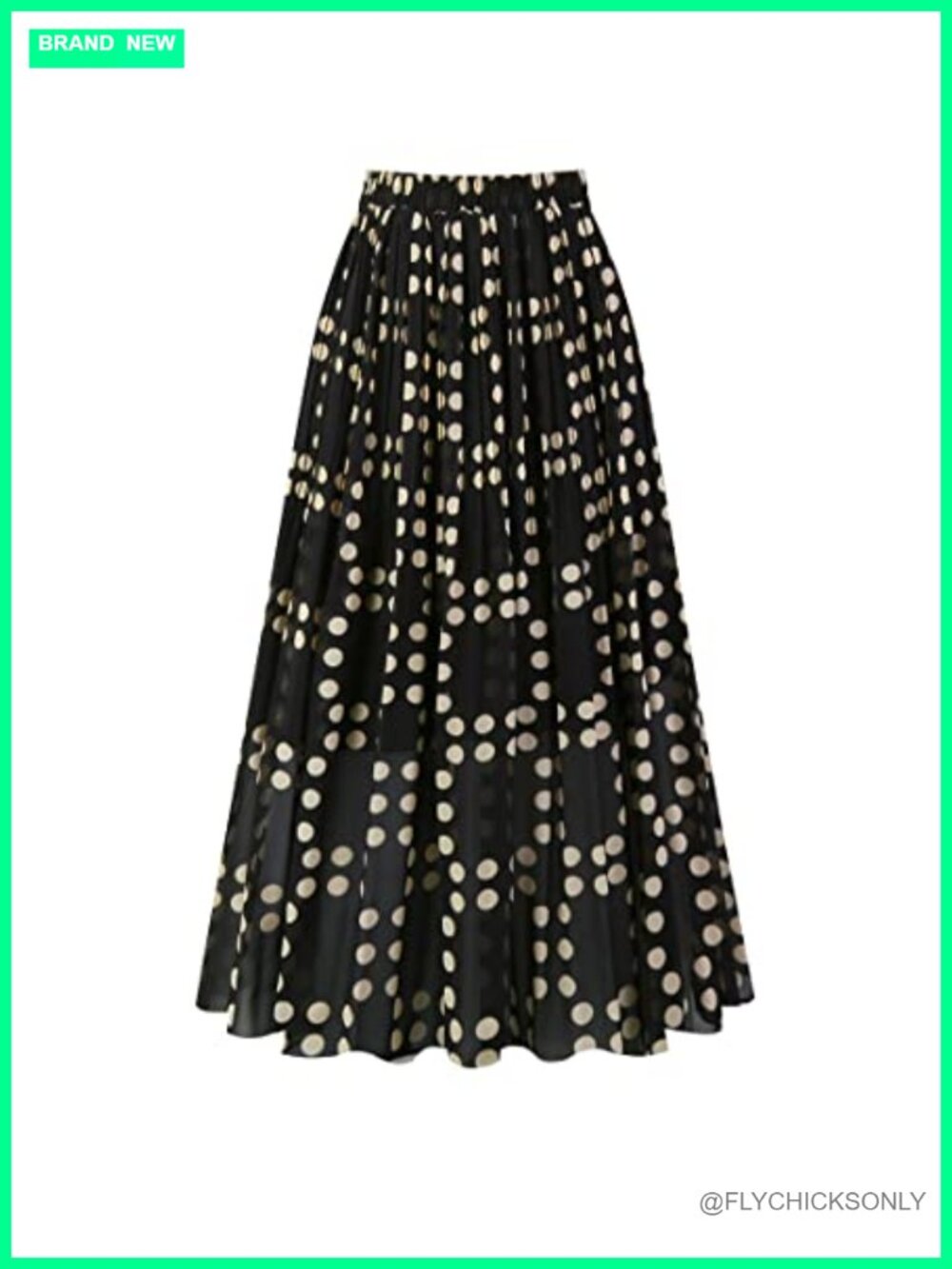 Kingfancy Women's Pleated Skirt A-Line Midi Chiffon High Waist Lined